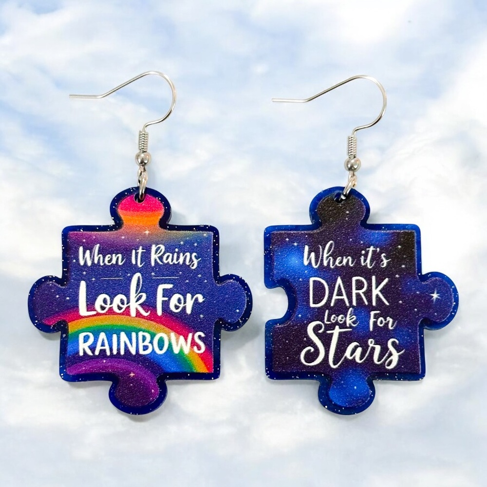 When It Rains Look For Rainbows When It’s Dark Look For Stars Earrings
